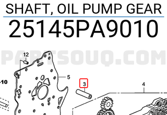 Honda 25145PA9010 SHAFT, OIL PUMP GEAR