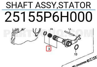 Honda 25155P6H000 SHAFT ASSY,STATOR