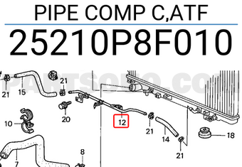 Honda 25210P8F010 PIPE COMP C,ATF