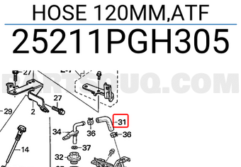 Honda 25211PGH305 HOSE 120MM,ATF