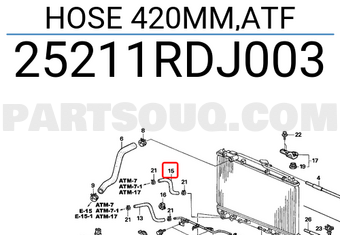 Honda 25211RDJ003 HOSE 420MM,ATF