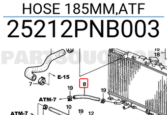 Honda 25212PNB003 HOSE 185MM,ATF