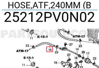 Honda 25212PV0N02 HOSE,ATF,240MM (B