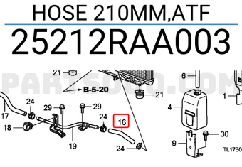 Honda 25212RAA003 HOSE 210MM,ATF