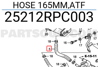 Honda 25212RPC003 HOSE 165MM,ATF