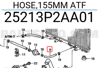 Honda 25213P2AA01 HOSE,155MM ATF