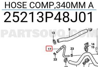 Honda 25213P48J01 HOSE COMP,340MM A