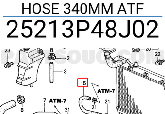 Honda 25213P48J02 HOSE 340MM ATF