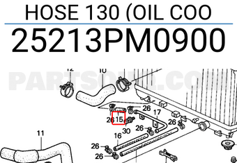 Honda 25213PM0900 HOSE 130 (OIL COO