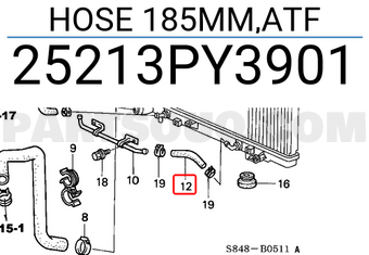 Honda 25213PY3901 HOSE 185MM,ATF