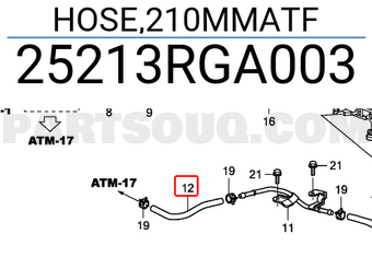 Honda 25213RGA003 HOSE,210MMATF