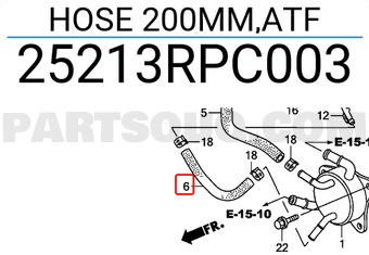 Honda 25213RPC003 HOSE 200MM,ATF