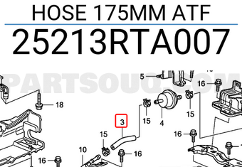 Honda 25213RTA007 HOSE 175MM ATF