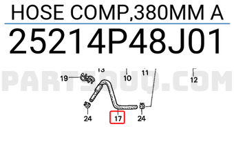 Honda 25214P48J01 HOSE COMP,380MM A