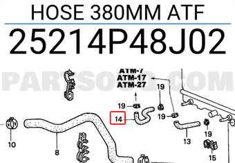 Honda 25214P48J02 HOSE 380MM ATF