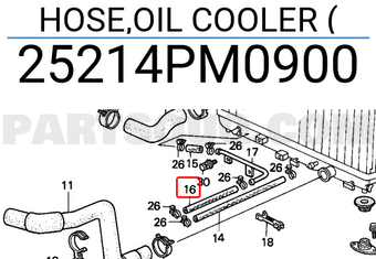 Honda 25214PM0900 HOSE,OIL COOLER