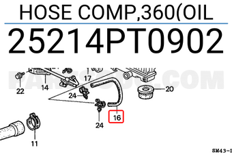 Honda 25214PT0902 HOSE COMP,360(OIL