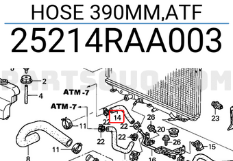 Honda 25214RAA003 HOSE 390MM,ATF
