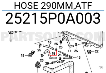 Honda 25215P0A003 HOSE 290MM,ATF
