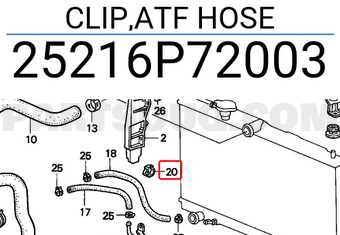 Honda 25216P72003 CLIP,ATF HOSE