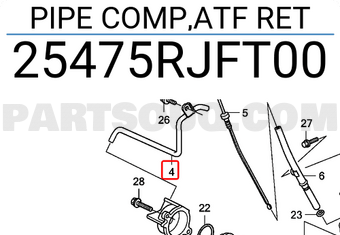 Honda 25475RJFT00 PIPE COMP,ATF RET