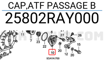 Honda 25802RAY000 CAP,ATF PASSAGE B