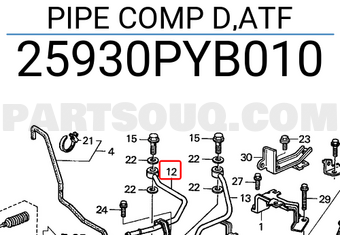 Honda 25930PYB010 PIPE COMP D,ATF