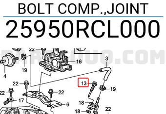Honda 25950RCL000 BOLT COMP.,JOINT