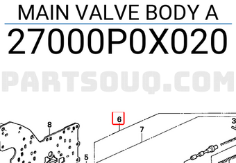 Honda 27000P0X020 MAIN VALVE BODY A