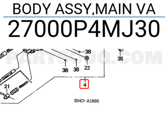 Honda 27000P4MJ30 BODY ASSY,MAIN VA