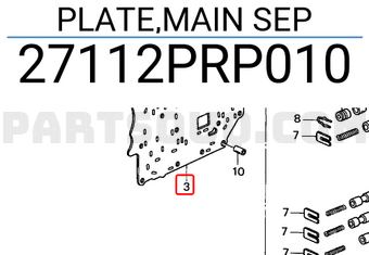 Honda 27112PRP010 PLATE,MAIN SEP