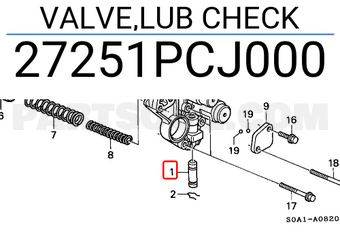 Honda 27251PCJ000 VALVE,LUB CHECK