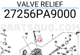 Honda 27256PA9000 VALVE RELIEF