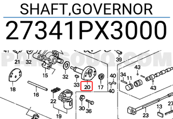 Honda 27341PX3000 SHAFT,GOVERNOR