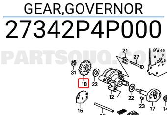 Honda 27342P4P000 GEAR,GOVERNOR