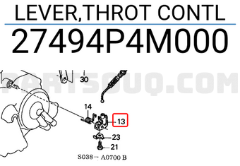 Honda 27494P4M000 LEVER,THROT CONTL