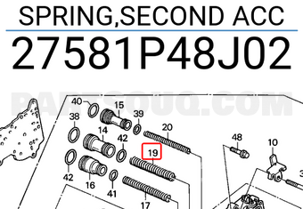 Honda 27581P48J02 SPRING,SECOND ACC