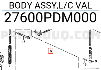 Honda 27600PDM000 BODY ASSY,L/C VAL