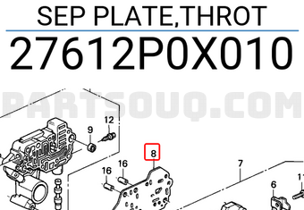 Honda 27612P0X010 SEP PLATE,THROT