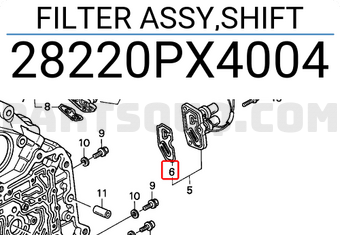 Honda 28220PX4004 FILTER ASSY,SHIFT