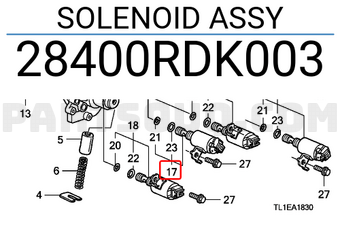 Honda 28400RDK003 SOLENOID ASSY