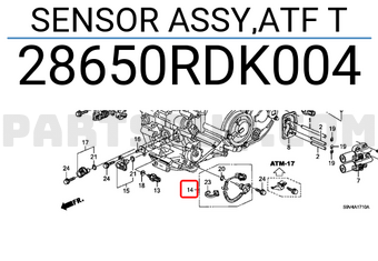 Honda 28650RDK004 SENSOR ASSY,ATF T