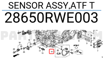 Honda 28650RWE003 SENSOR ASSY,ATF T
