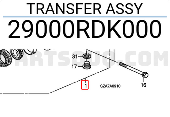 Honda 29000RDK000 TRANSFER ASSY