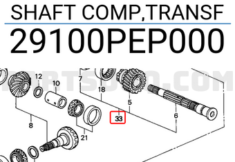 Honda 29100PEP000 SHAFT COMP,TRANSF