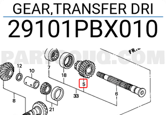 Honda 29101PBX010 GEAR,TRANSFER DRI