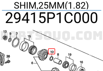 Honda 29415P1C000 SHIM,25MM(1.82)