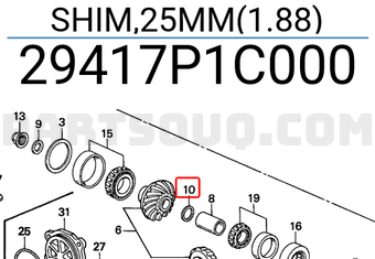 Honda 29417P1C000 SHIM,25MM(1.88)