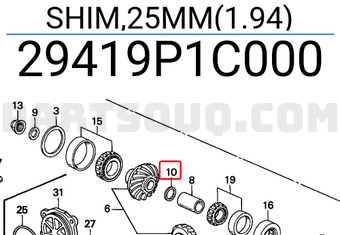 Honda 29419P1C000 SHIM,25MM(1.94)