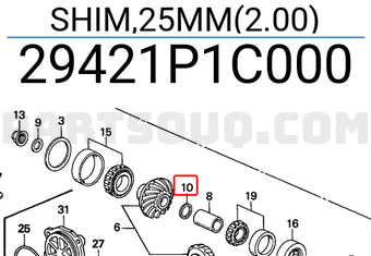 Honda 29421P1C000 SHIM,25MM(2.00)
